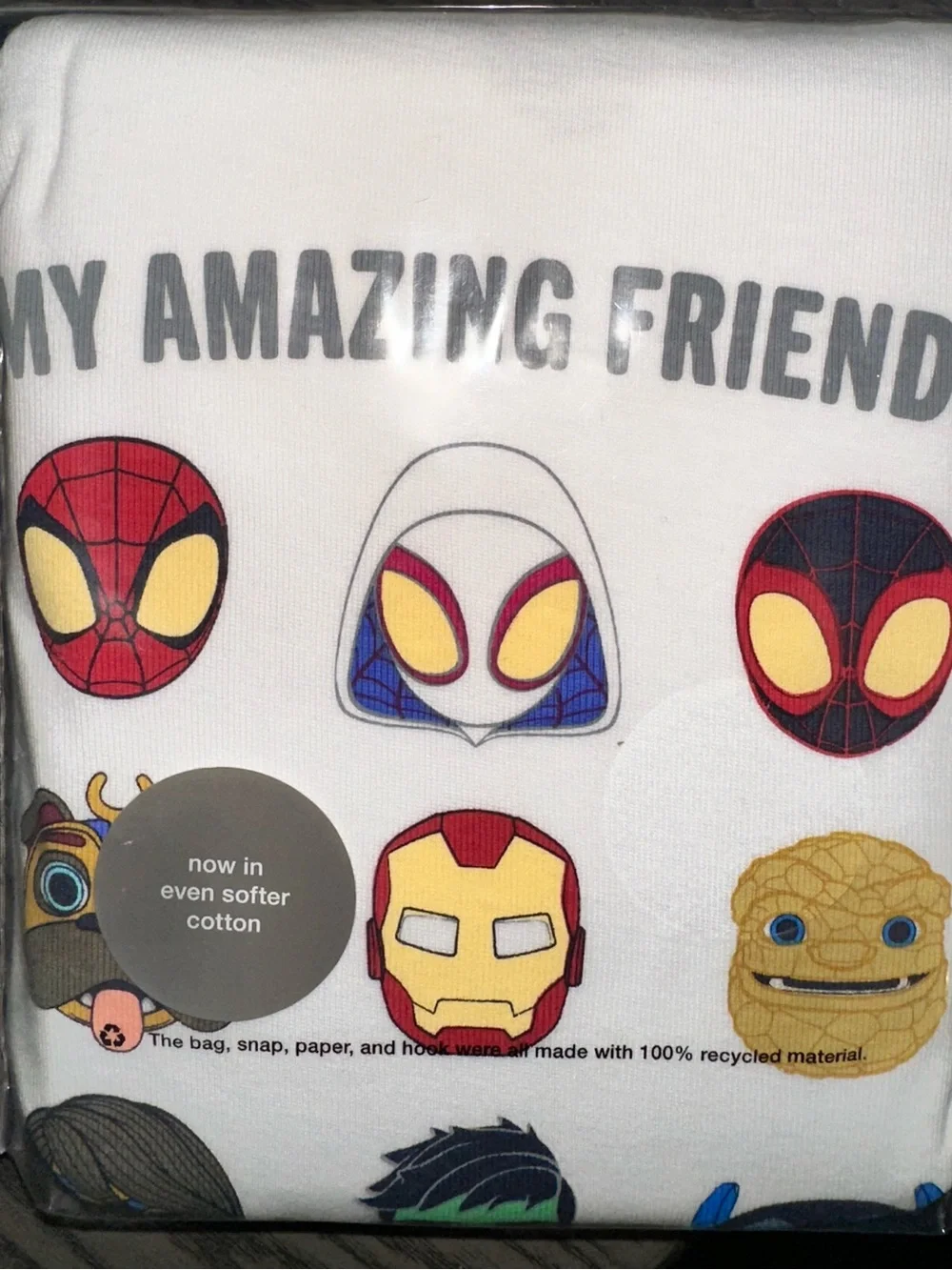 GAP White Marvel Kids Pajama Set with Multicolor Hero Faces